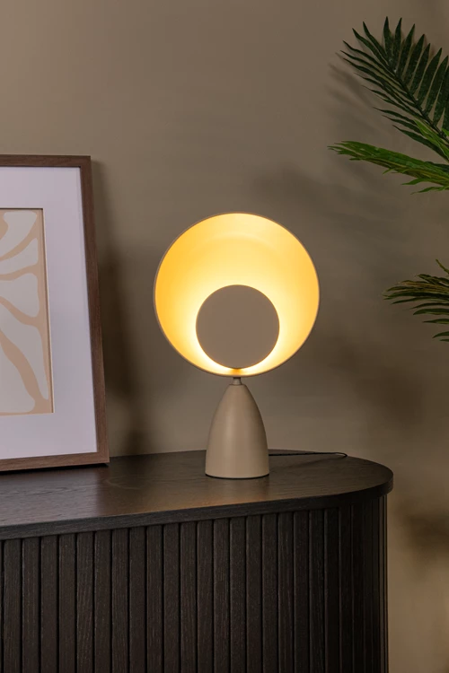 Lucide CASTAMAR - Table lamp - Ø 25,5 cm - LED - 1x8W 2100K - Taupe - atmosphere 1